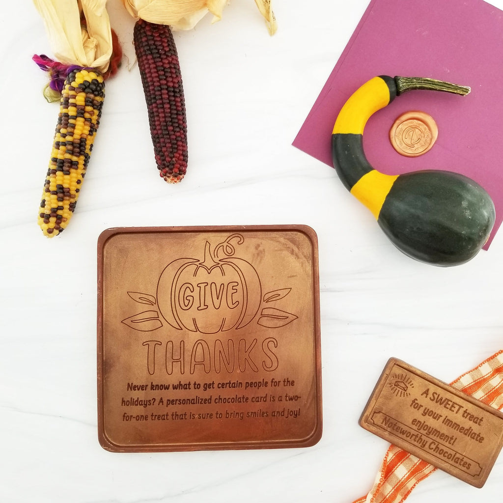 Noteworthy Chocolates Greetings Give Thanks Personalized Chocolate Card Personalized