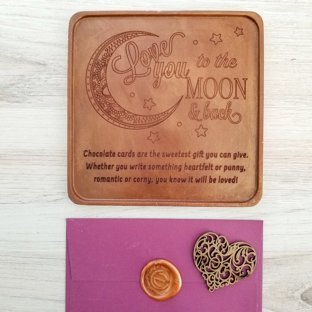 Noteworthy Chocolates Greetings Love You To The Moon Personalized Chocolate Card Personalized