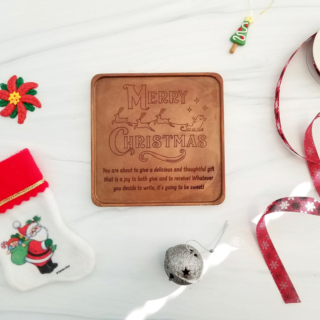 Noteworthy Chocolates Greetings Merry Christmas Sleigh Personalized Chocolate Card Personalized