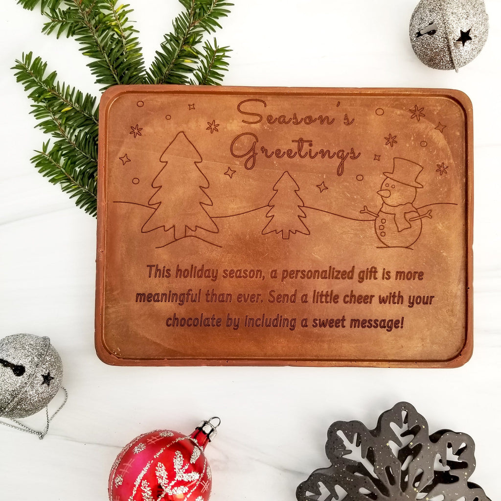 Noteworthy Chocolates Greetings Season's Greetings Snowman Personalized Chocolate Certificate Personalized