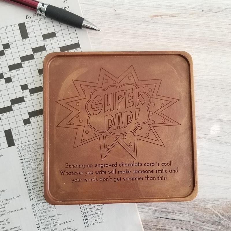 Noteworthy Chocolates Greetings Super Dad Personalized Chocolate Card Personalized custom
