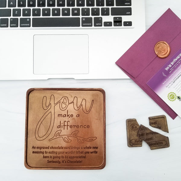 Noteworthy Chocolates Greetings You Make A Difference Personalized Chocolate Card Personalized custom