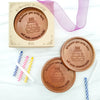 Noteworthy Chocolates Greetings Birthday Cake Personalized Chocolate Medallions - Box of 3 Personalized