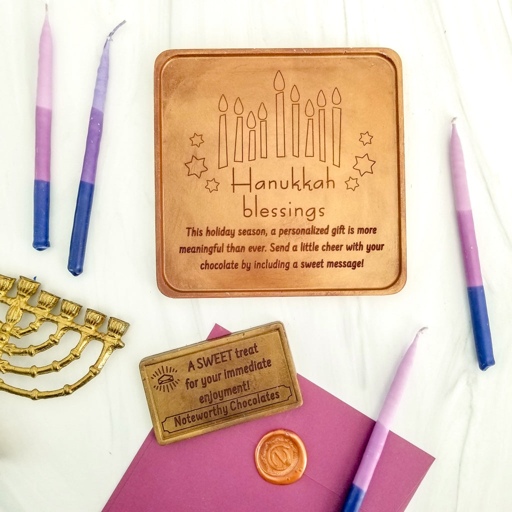 Noteworthy Chocolates Greetings Hanukkah Blessings Personalized Chocolate Card Personalized custom