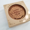 Noteworthy Chocolates Greetings Happy New Year Personalized Chocolate Medallions - Box of 3 Personalized