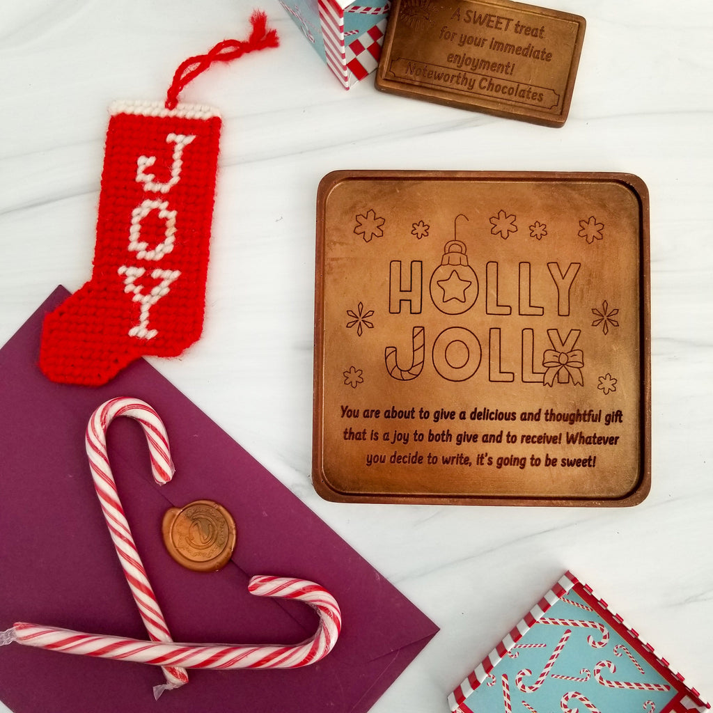 Noteworthy Chocolates Greetings Holly Jolly Personalized Chocolate Card Personalized