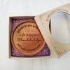 Noteworthy Chocolates Greetings Life Happens Personalized Chocolate Medallions - Box of 3 Personalized
