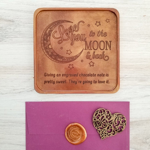 Noteworthy Chocolates Greetings Love You To The Moon Personalized Chocolate Note Love you To The Moon Custom Chocolate Note Personalized