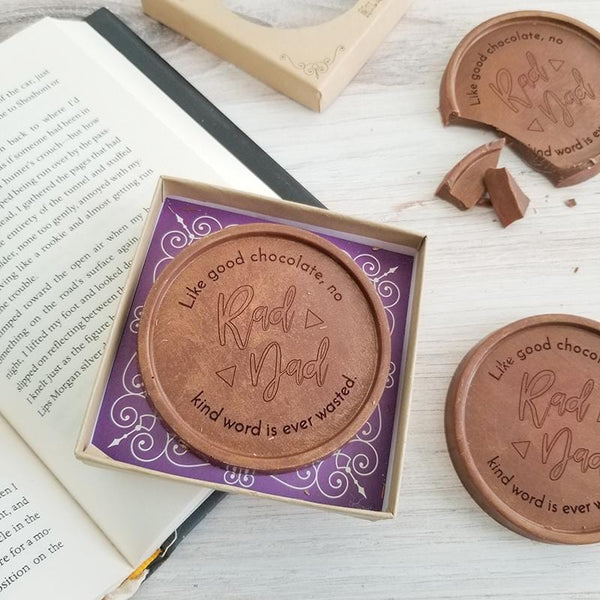 Noteworthy Chocolates Greetings Rad Dad Personalized Chocolate Medallions - Box of 3 Personalized custom
