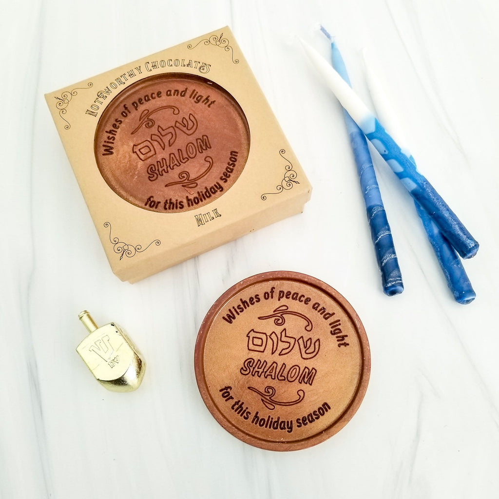 Noteworthy Chocolates Greetings Shalom Personalized Chocolate Medallions - Box of 3 Personalized custom
