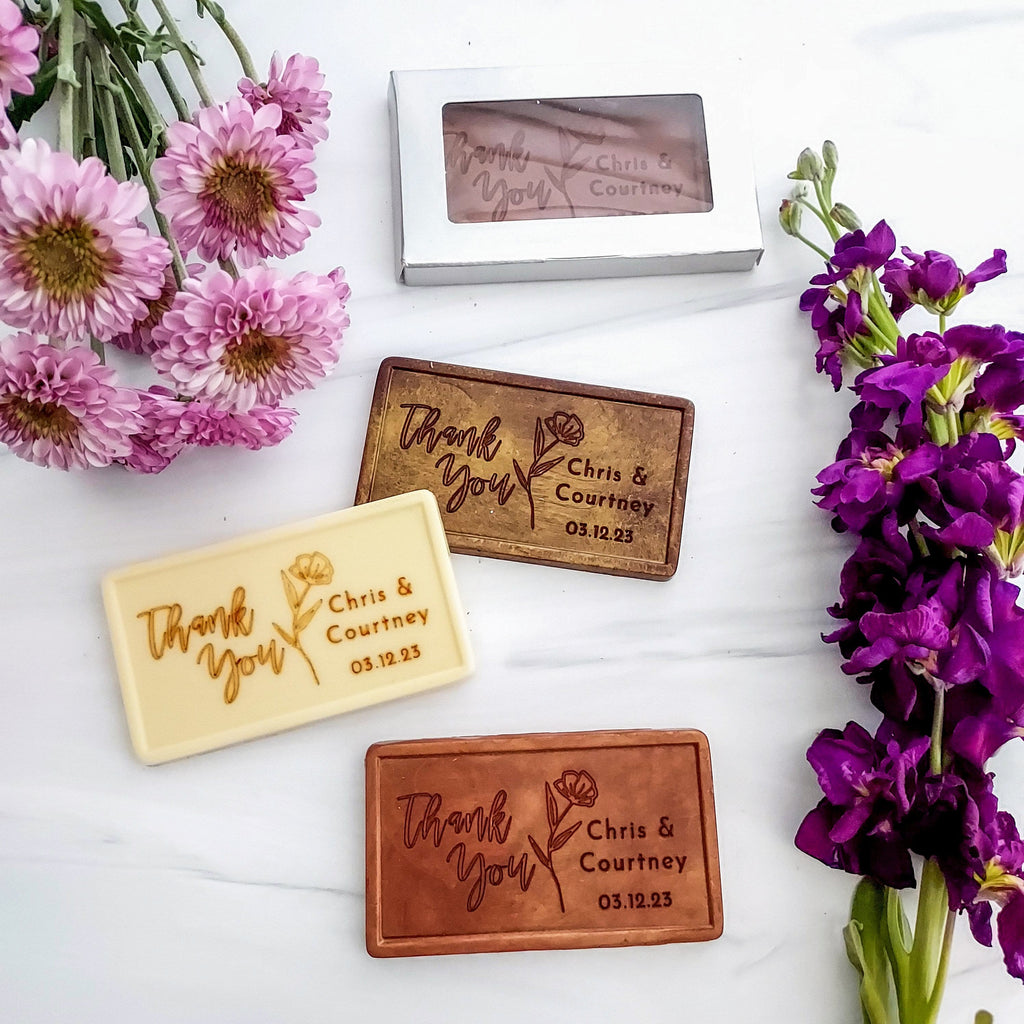 Thank You Flowers Impression Favors (24 pcs.) Personalized custom custom engraved chocolate